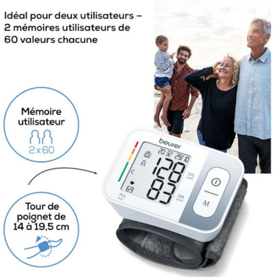 Tensiomètre électronique au poignet Beurer BC 28 - 2x60 mesures en mémoire