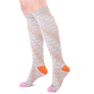 Chaussettes de compression infirmière motifs cœurs - bas de contention nylon