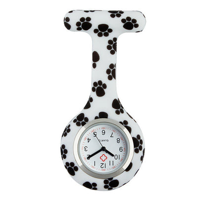 Montre à broche silicone pour infirmière motif