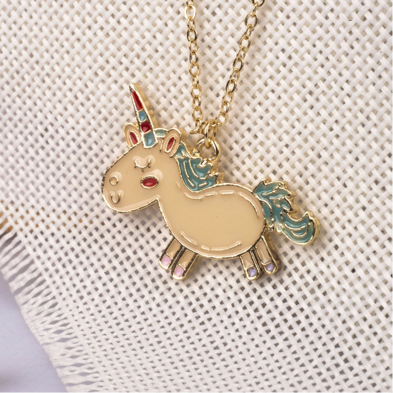 Collier Pendentif Licorne Doré - Alliage - Style Licorne Colorée - Neuf Avec étiquettes