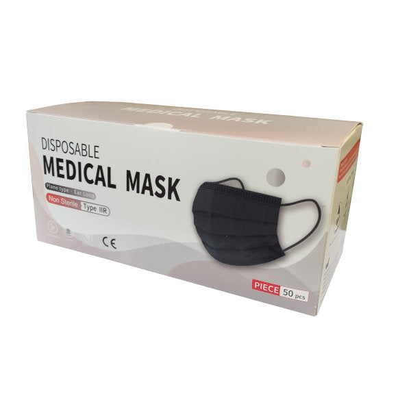 Masque chirurgical noir - Enfant - Type IIR Haute Filtration 98% - Boîte de  50 - Masque Type IIR - Enfant - Robé vente matériel médical