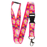 Tour de cou pour clés et porte badges fleurs et papillons "ROSE" - accessoires pour Infirmières