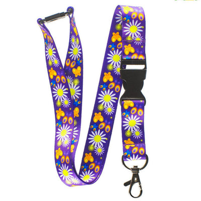 Tour de cou pour clés et porte badges fleurs et papillons