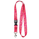 Cordon tour de cou pour clés et porte badges motif "Pink circles" - accessoires pour Infirmières
