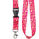 Cordon tour de cou pour clés et porte badges motif "Pink circles" - accessoires pour Infirmières