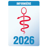 Caducée "Infirmière" 2026 en vitrophanie - Autocollant pour pare-brise voiture