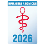 Caducée "Infirmière à domicile" 2026 en vitrophanie - Autocollant pour pare-brise voiture