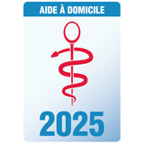 Caducée "Aide à Domicile" 2025 - Caducée pour pare-brise vitrophanie autocollant