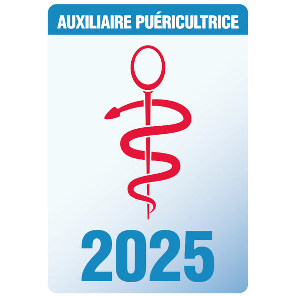 Caducée Auxiliaire Puéricultrice 2025 - Autocollant pare-brise vitrophanie pour soignants, infirmières...