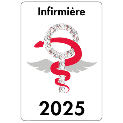 Caducée pour Infirmière 2025 - Modèle Fantaisie - Autocollant pare-brise vitrophanie pour personnel soignant infirmière IDE IDEL