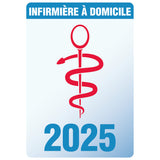 Caducée "Infirmière à Domicile" 2025 - Modèle Fantaisie - Caducée pour pare-brise vitrophanie autocollant