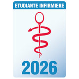 Caducée pour étudiante infirmière 2026 - Autocollant pare-brise vitrophanie pour personnel soignant, infirmières, étudiants en soins infirmiers, IDE IDEL