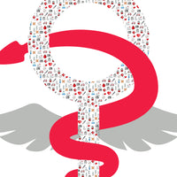 Caducée 2026 pour soignants - Modèle Fantaisie - Caducée pour pare-brise vitrophanie autocollant