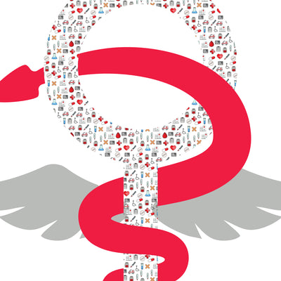 Caducée 2025 pour soignants - Modèle Fantaisie - Caducée pour pare-brise vitrophanie autocollant