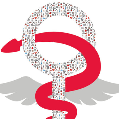 Caducée Aide-Soignante 2026 - Modèle fantaisie - détail du design - Autocollant pour pare-brise voiture en vitrophanie 