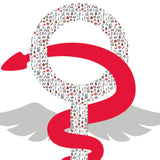 Caducée Aide-Soignante 2026 - Modèle fantaisie - détail du design - Autocollant pour pare-brise voiture en vitrophanie 