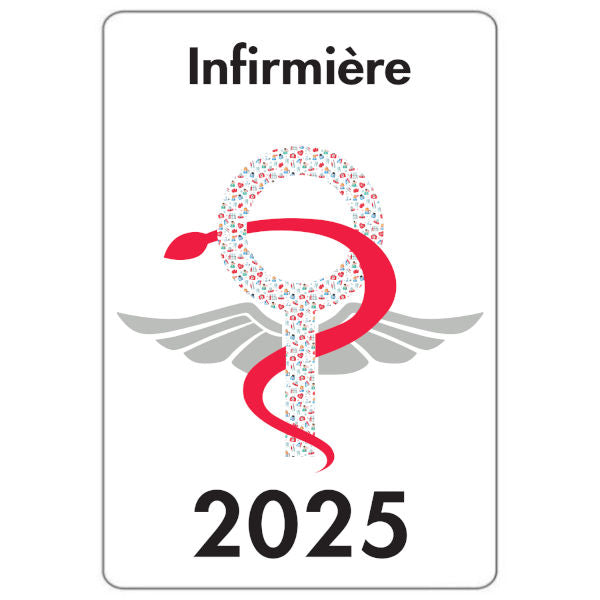 Caducée pour Infirmière 2025 - Modèle Fantaisie - Autocollant pare-brise vitrophanie pour personnel soignant infirmière IDE IDEL