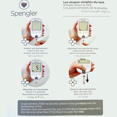 Glucomètre Lecteur de glycémie Spengler JT100 - Guide utilisateur en 4 étapes