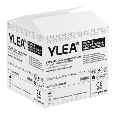 Boîte de 20 Masques FFP2 YLEA - Norme EN149:2001+A1:2009 - masques de protection Anti virus, contre les bactéries et la poussière