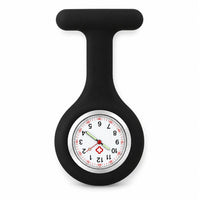 Montres Infirmière pour blouse avec bracelet silicone - Noir
