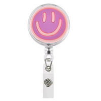 Portes-Badges Smiley en Silicone - Rose Pastel