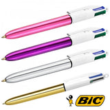 Stylo à bille 4 couleurs BIC "Shine" Rose, Violet, Argenté et Doré