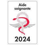 Caducée "Aide Soignante" 2024 - Modèle Fantaisie - Caducée pour pare-brise vitrophanie autocollant