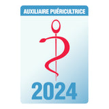 Caducée Auxiliaire Puéricultrice 2024 - Autocollant pare-brise vitrophanie pour soignants, infirmières...