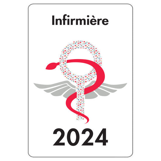 Caducée pour Infirmière 2024 - Modèle Fantaisie - Autocollant pare-brise vitrophanie pour personnel soignant infirmière IDE IDEL