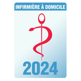 Caducée "Infirmière à Domicile" 2024 - Modèle Fantaisie - Caducée pour pare-brise vitrophanie autocollant