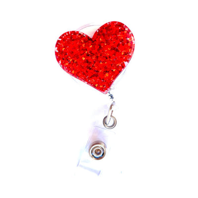 Porte-badge rétractable pour blouse infirmière rouge en forme de Cœur