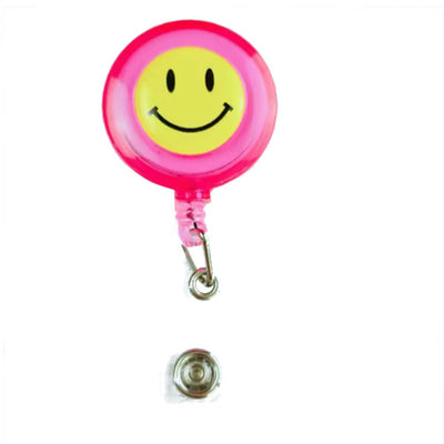 Porte-badge Smiley extensible et rétractable ROSE - Idéal pour blouse infirmière 