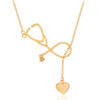 Collier pendentif en forme de stéthoscope - coloris doré or - Bijoux pour Infirmières