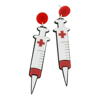 Boucles d'oreilles "Seringues" Bijoux fantaisie pour infirmières et aide-soignantes - La Boutique Des Infirmières