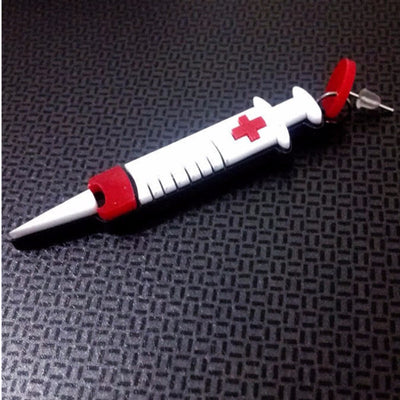 Boucles d'oreilles en forme de Seringues - Bijoux fantaisie pour infirmières et aide-soignantes