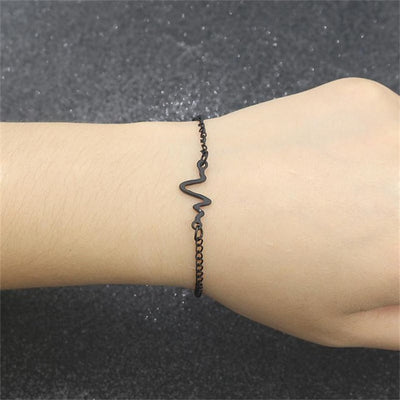 Bracelet "ECG" - Noir - Bijoux pour Infirmières