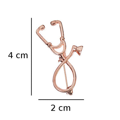 Broche en forme de stéthoscope - Or rose dimensions - Bijoux fantaisie La Boutique Des Infirmières