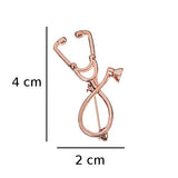 Broche en forme de stéthoscope - Or rose dimensions - Bijoux fantaisie La Boutique Des Infirmières