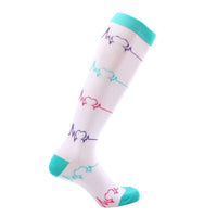 Chaussettes de compression / Bas de contention infirmière motifs courbe ECG