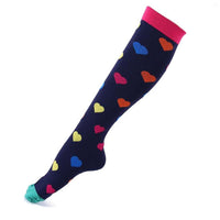 Chaussettes de compression infirmière motifs petits cœurs - bas de contention nylon