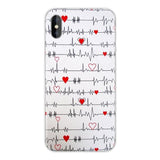 Coque silicone pour smartphone iPhone "Graphe ECG" blanc - Protection téléphone portable pour infirmières