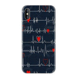 Coque silicone pour smartphone iPhone "Graphe ECG" bleu - Protection téléphone portable pour infirmières