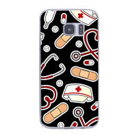 Coque silicone pour smartphone Samsung Galaxy et iPhone "medical things" Noire - Protection téléphone portable pour infirmière