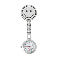 Montre "smiley" pour blouse infirmière - attache à pince clip - Blanc