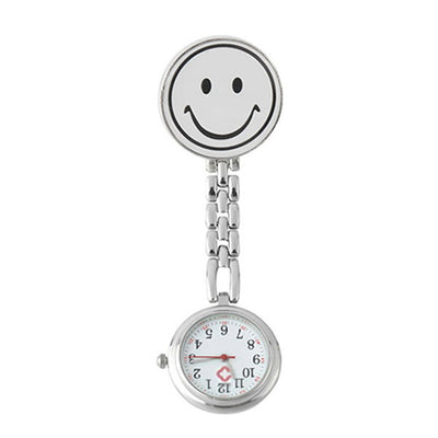 Montre "smiley" pour blouse infirmière - attache à pince clip - Blanc