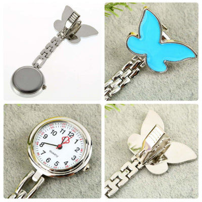 Montre papillons à pince pour blouse infirmière - Détails zoom