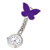 Montre papillons à pince pour blouse infirmière - Violet