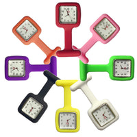 Montre broche silicone carrée pour blouse infirmière - 9 coloris