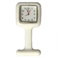 Montre silicone carrée pour blouse infirmière - Blanc