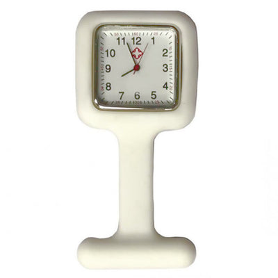 Montre silicone carrée pour blouse infirmière - Blanc